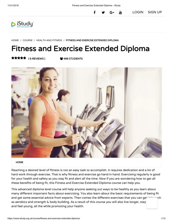 Fitness and exercise extended diploma - istudy