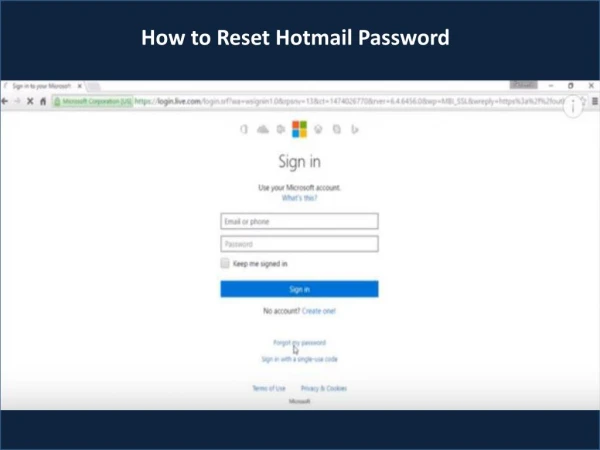 How to Reset Hotmail Password?