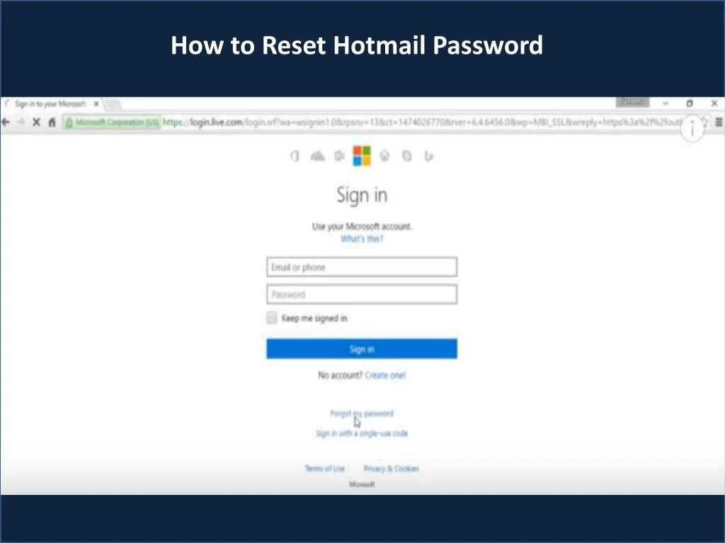 how to reset hotmail password