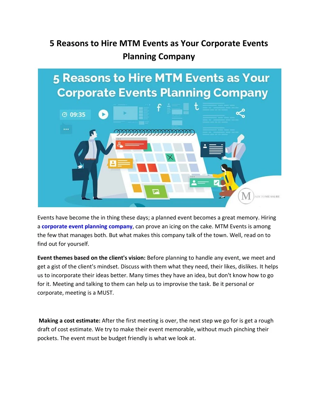 5 reasons to hire mtm events as your corporate