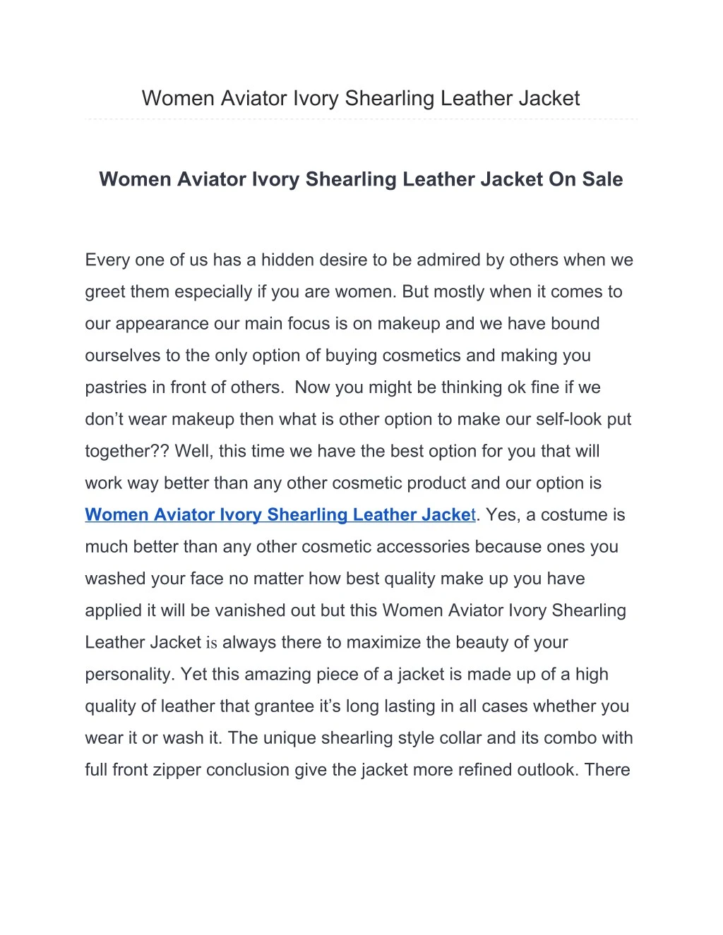 women aviator ivory shearling leather jacket