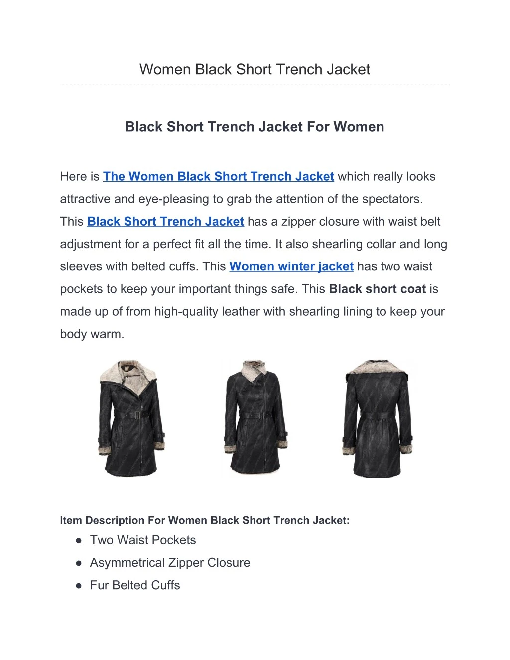 women black short trench jacket