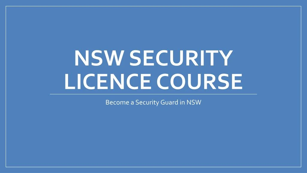 nsw security licence course