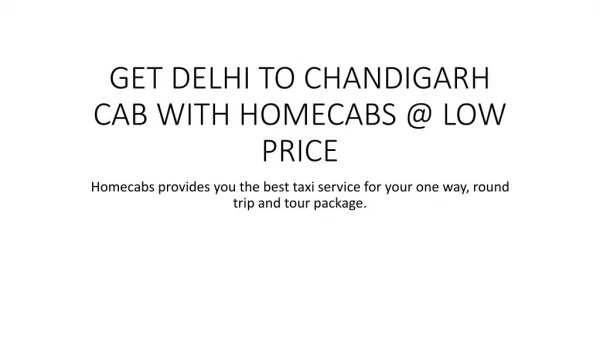 Delhi to Chandigarh taxi