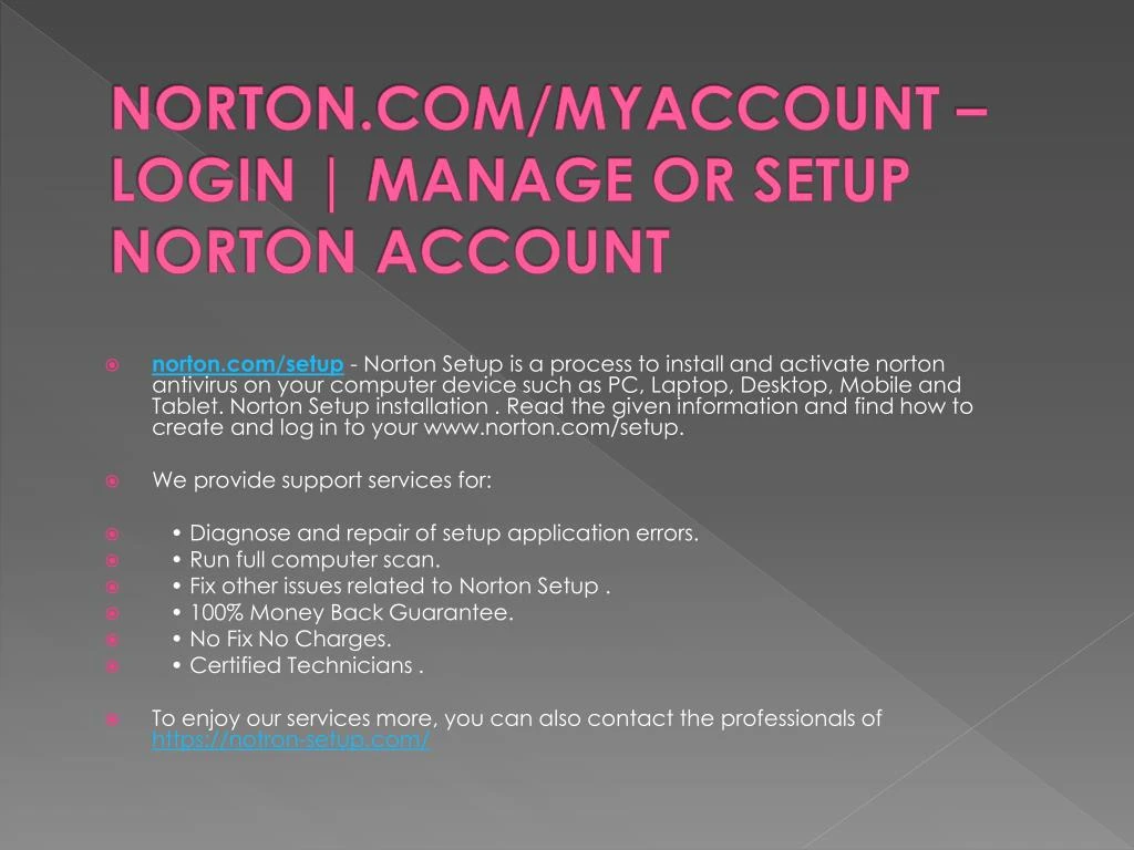 norton com myaccount login manage or setup norton account