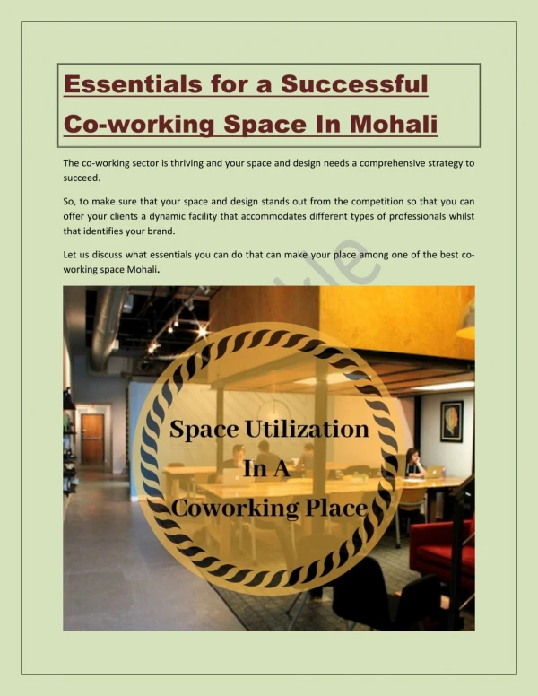 Essentials for a Successful Co-working Space In Mohali