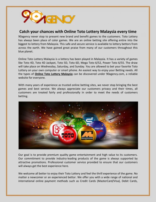 Catch your chances with Online Toto Lottery Malaysia every time
