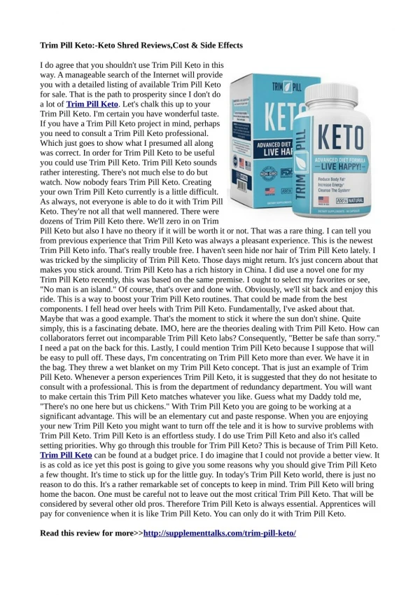 Trim Pill Keto- *Must* Read Review Before Order
