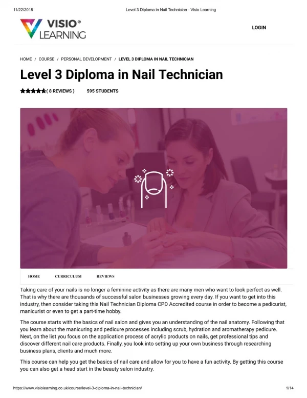 Level 3 Diploma in Nail Technician - Visio Learning