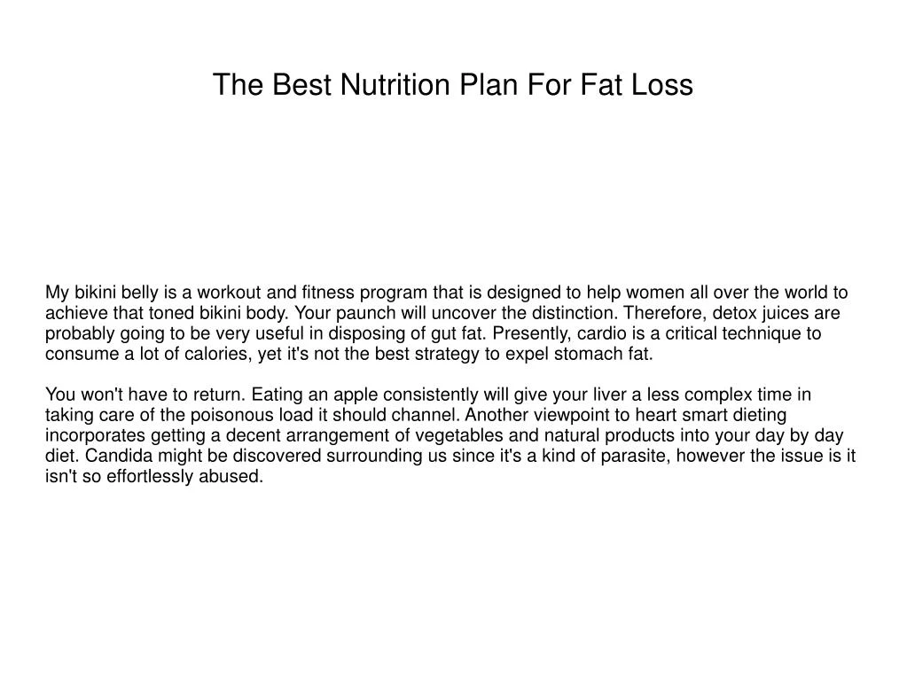 the best nutrition plan for fat loss