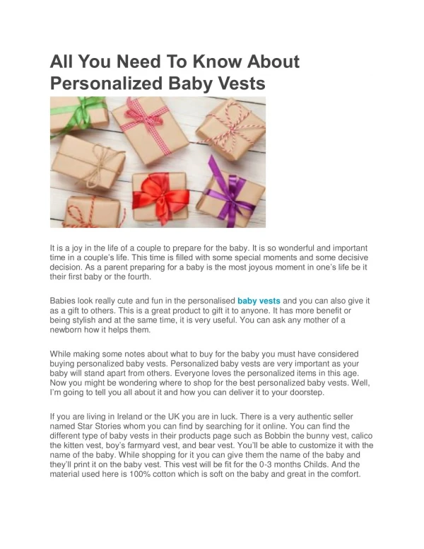 All You Need To Know About Personalized Baby Vests