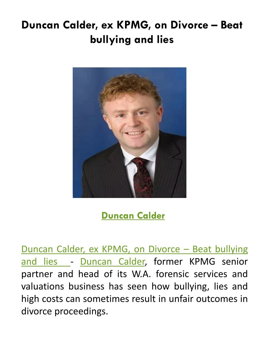 duncan calder ex kpmg on divorce beat bullying