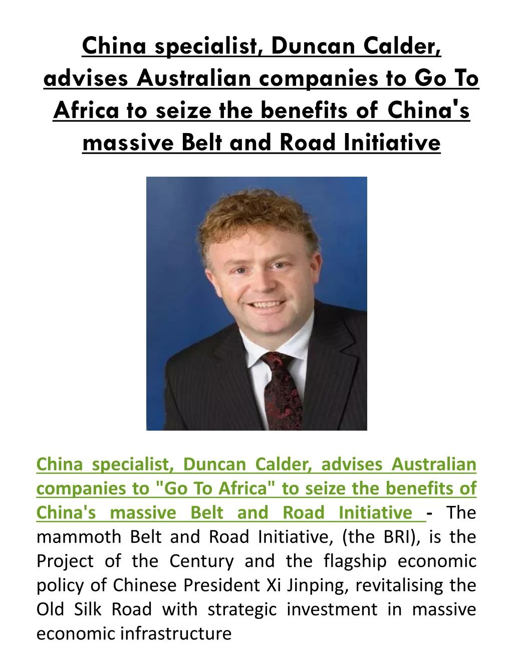 china specialist duncan calder advises australian