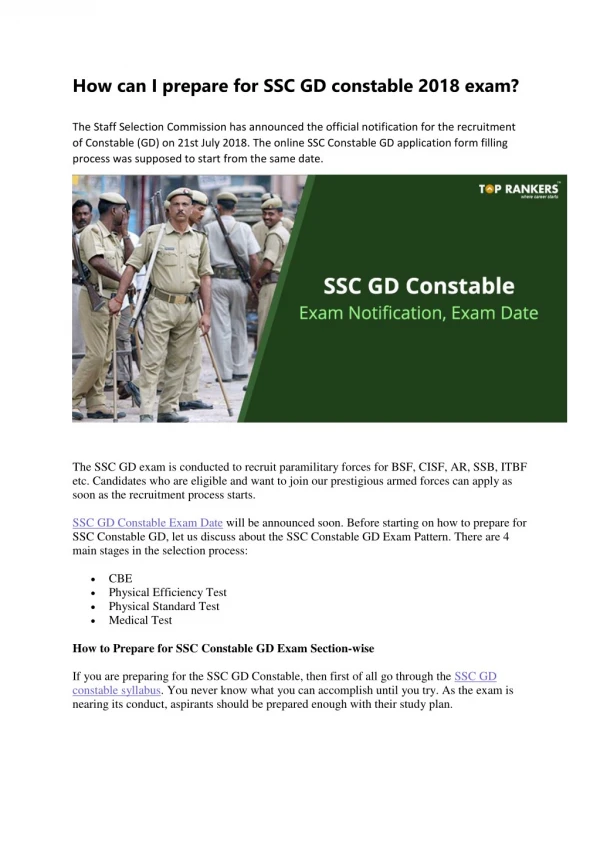 SSC GD Constable Selection Process