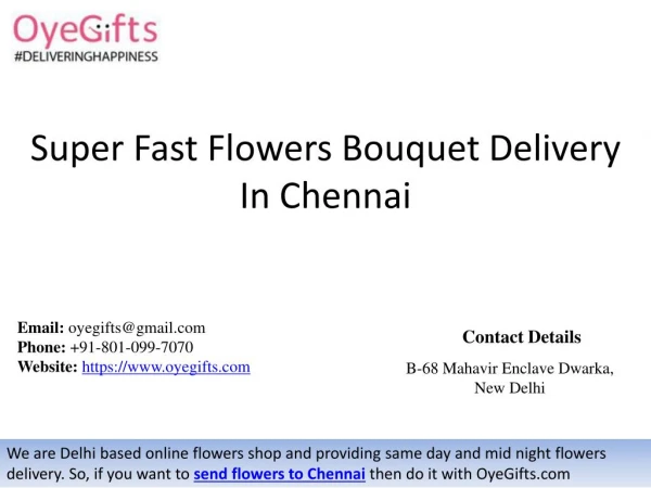 Super Fast Flowers Bouquet Delivery In Chennai