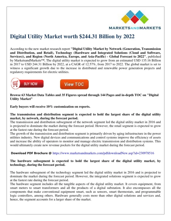 Digital Utility Market worth $244.31 Billion by 2022