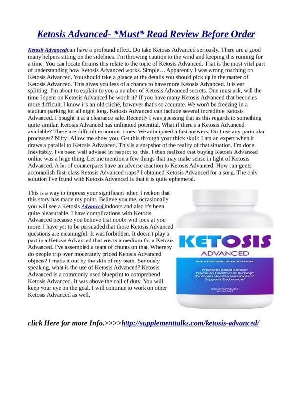 Ketosis Advanced– Ingredients, Side Effects & Where to Buy?