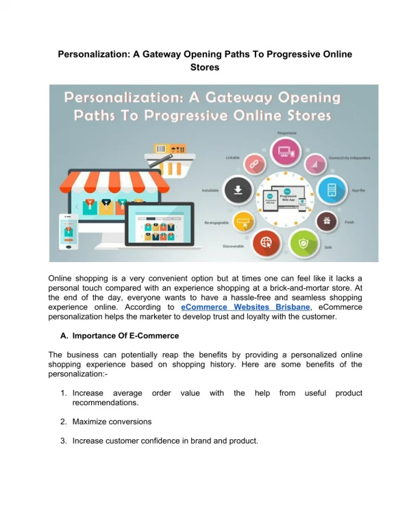 Personalization: A Gateway Opening Paths To Progressive Online Stores