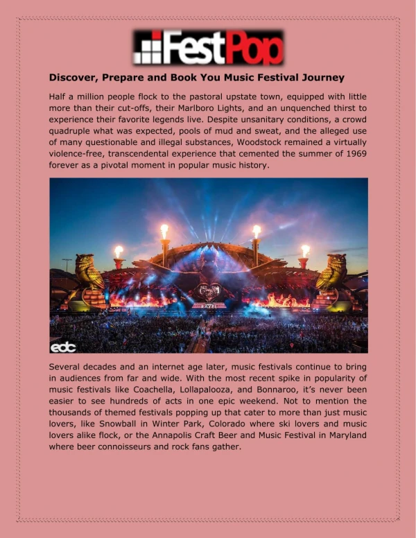 Discover, Prepare and Book You Music Festival Journey