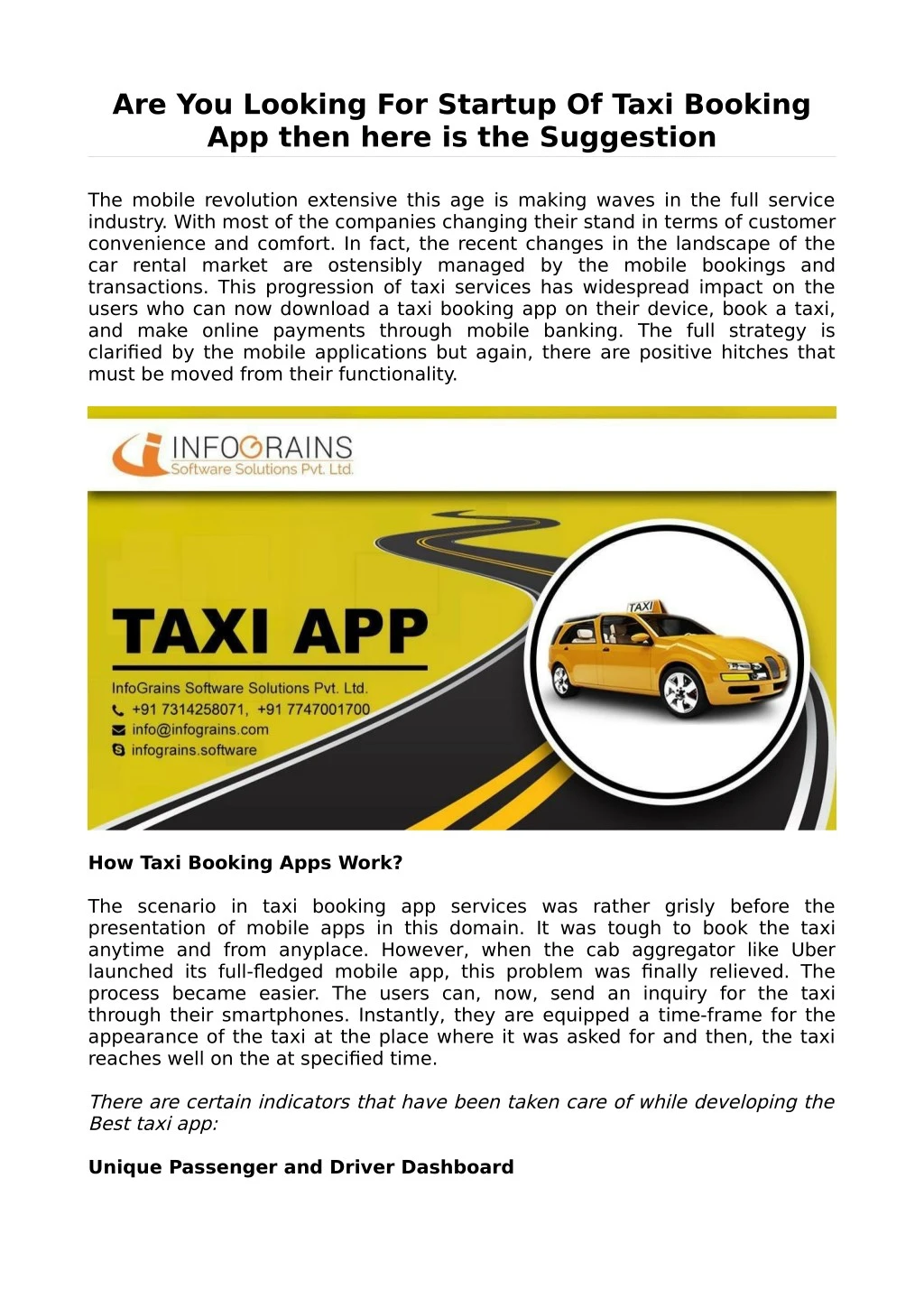 are you looking for startup of taxi booking