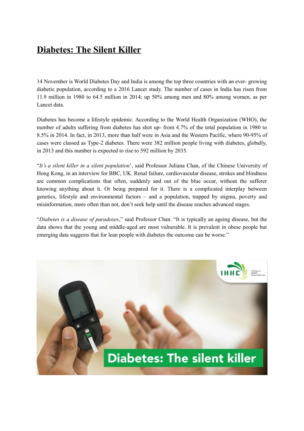 diabetes the silent killer