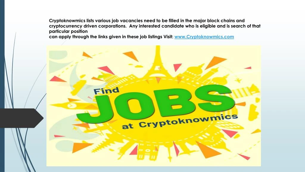 cryptoknowmics lists various job vacancies need