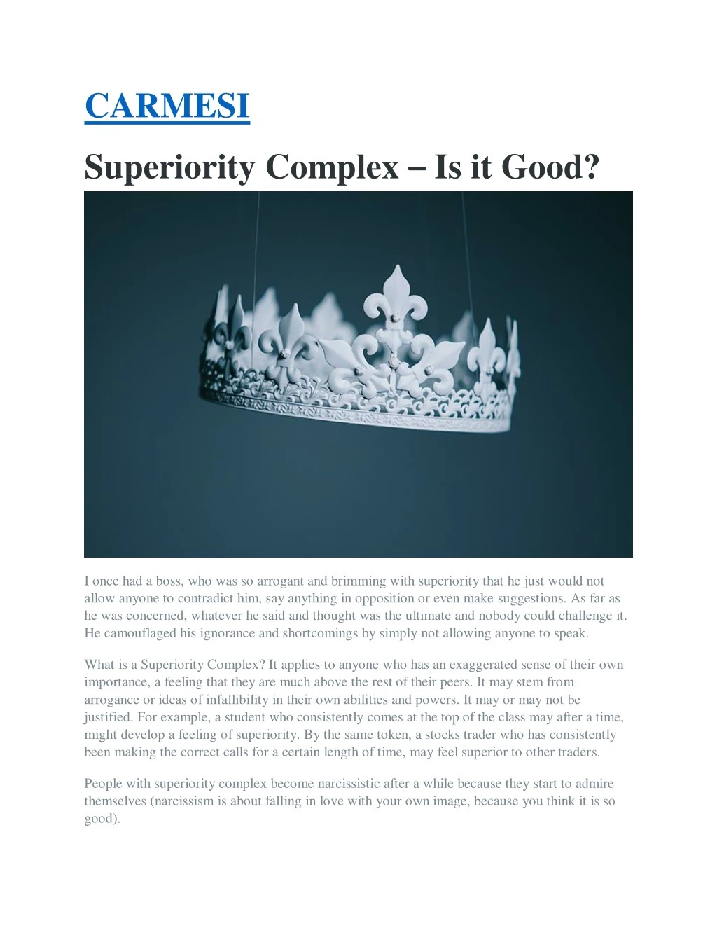 carmesi superiority complex is it good