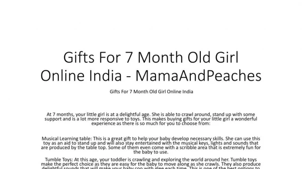 Gifts For 7 Month Old Girl Online India - MamaAndPeaches