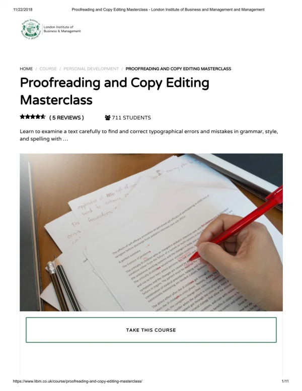 Proofreading and Copy Editing Masterclass - LIBM