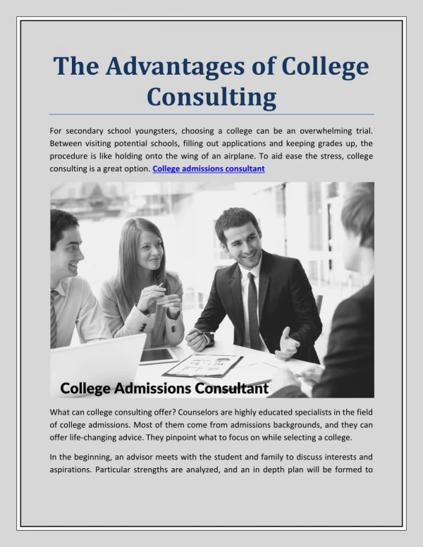 The Advantages of College Consulting