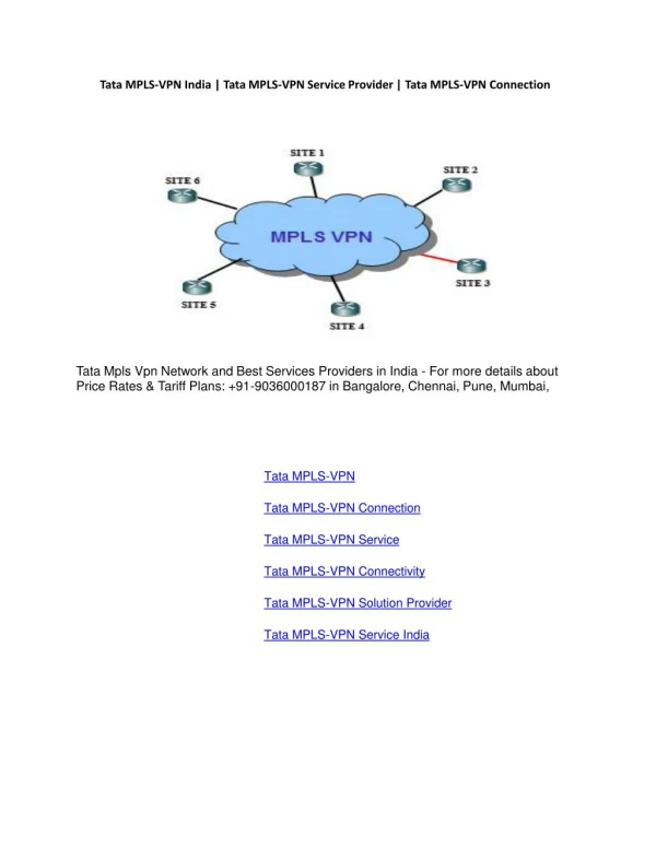 Tata MPLS-VPN Connetion India | Tata MPLS-VPN Service Provider