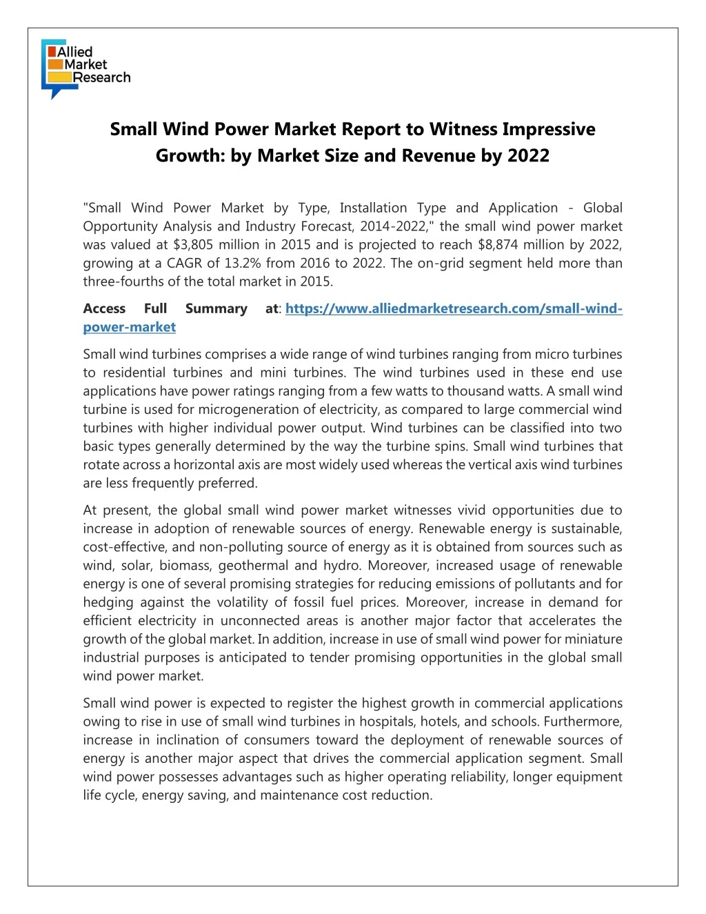 small wind power market report to witness