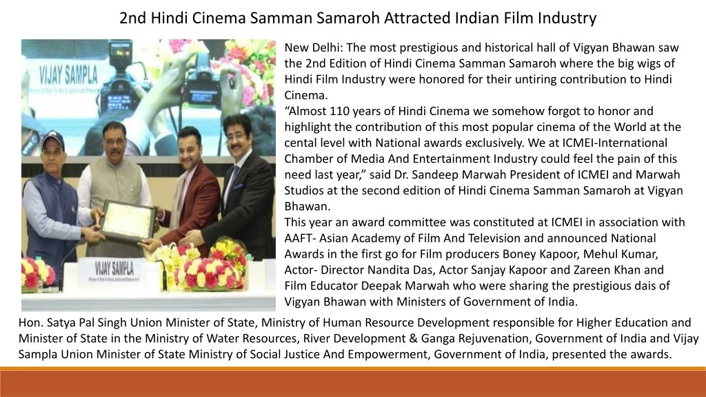 2nd hindi cinema samman samaroh attracted indian