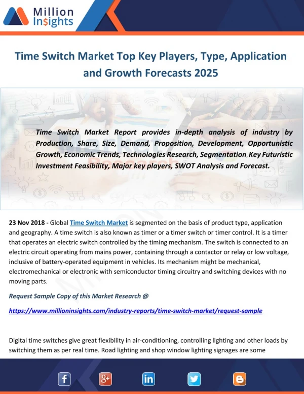 Time Switch Market Top Key Players, Type, Application and Growth Forecasts 2025