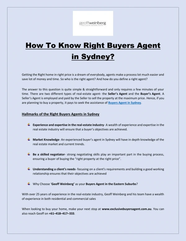 How To Know Right Buyers Agent in Sydney?