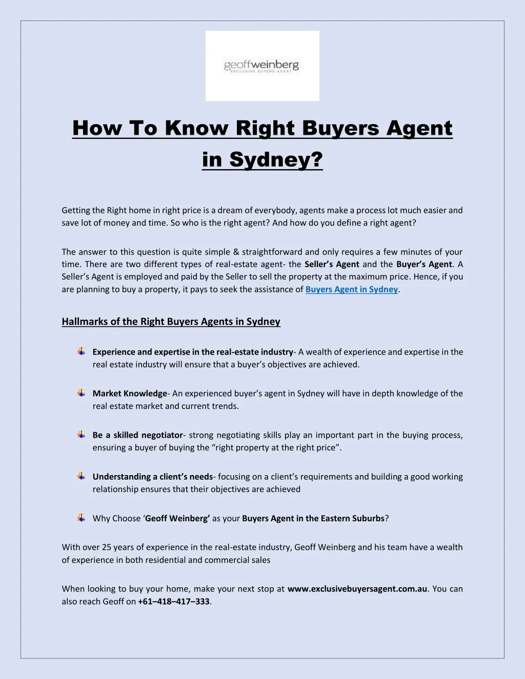 how to know right buyers agent in sydney getting