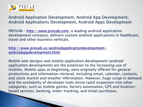 Android Application Development, Android App Development