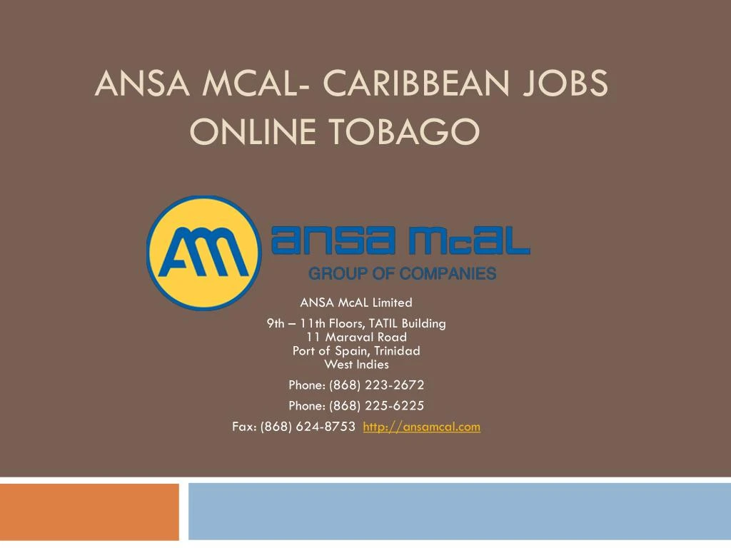 ansa mcal caribbean jobs online tobago
