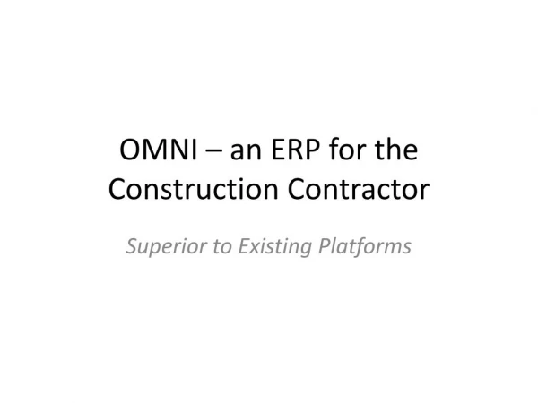 OMNI ERP- Best ERP For Construction| ERP for Contractors| ERP Software For Contractors India| ERP For Project Based Busi