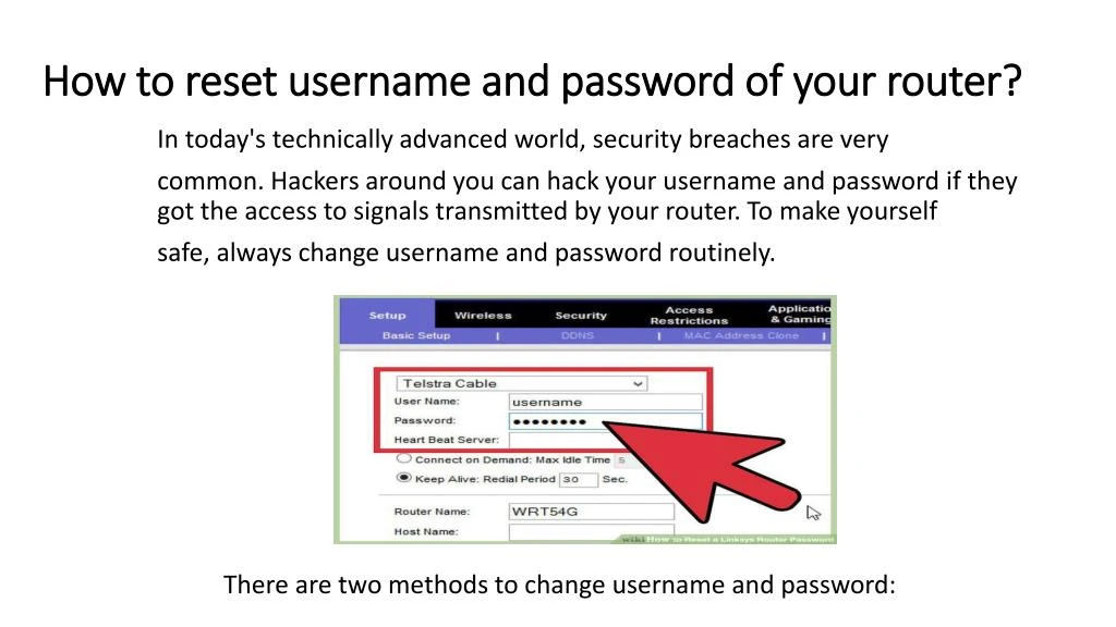 how to reset username and password of your router
