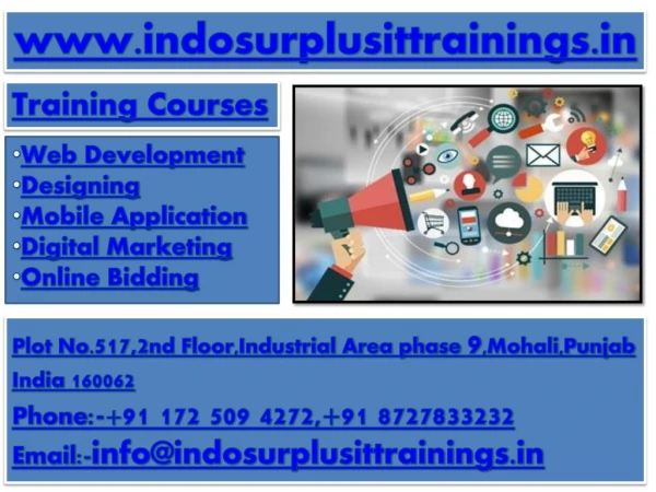 Grab Great Offers on 6 Months Industrial Training in Mohali