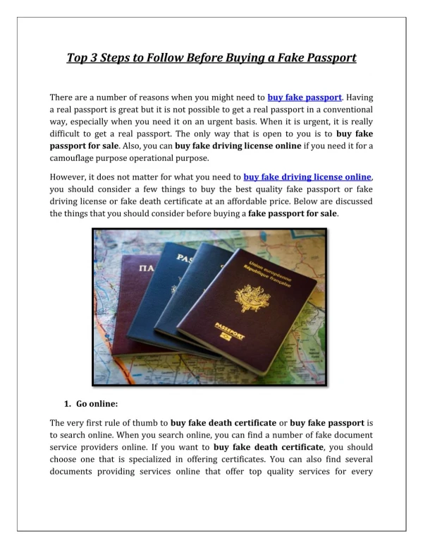 Top 3 Steps to Follow Before Buying a Fake Passport