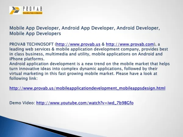 Mobile App Developer, Android App Developer