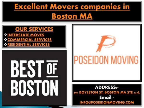 Excellent Movers companies in Boston MA