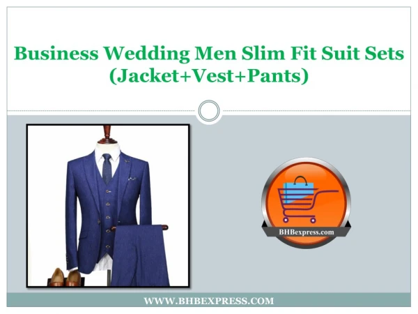 Business Wedding Men Slim Fit Suit Sets (Jacket Vest Pants)