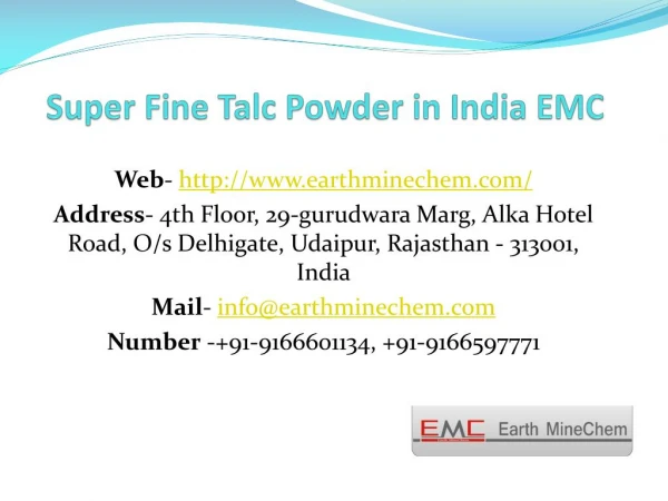 Super Fine Talc Powder in India EMC