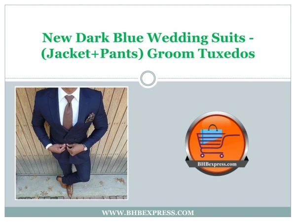 New Dark Blue Wedding Suits - (Jacket Pants) Groom Tuxedos