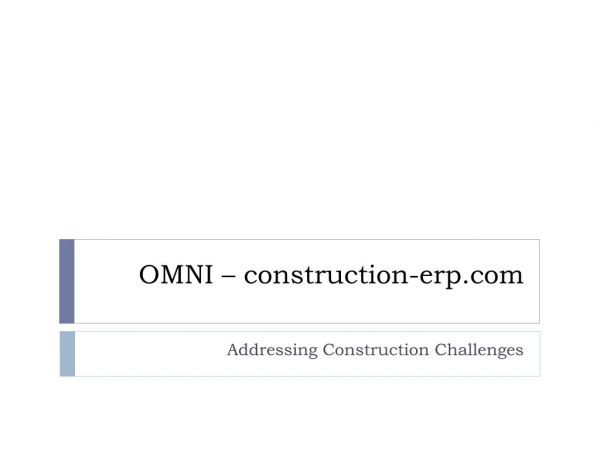 OMNI ERP - Best Construction Management Software & Best Software for Contractors | Best Software for EPC Contractors