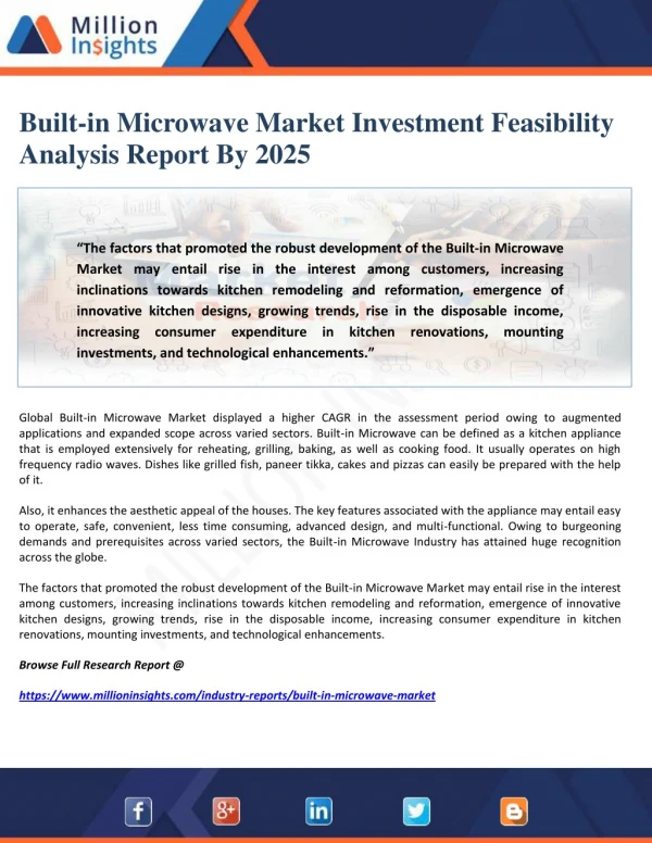 Built-in Microwave Market Investment Feasibility Analysis Report By 2025