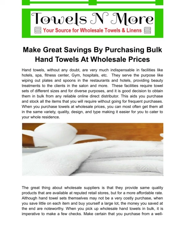 Wholesale hand towels in bulk
